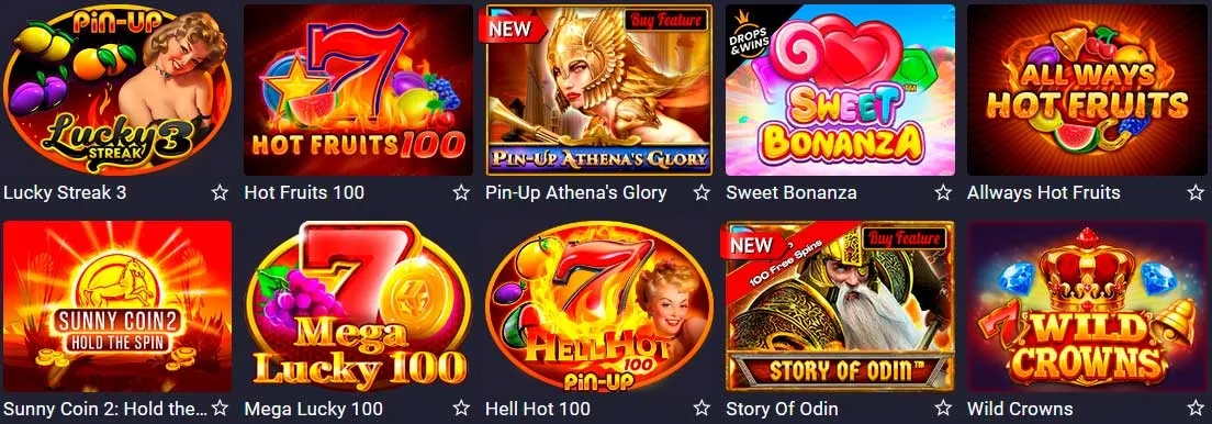 Pin Up — Категории игр